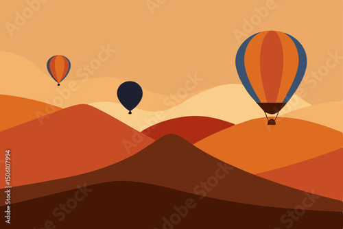 Hot air balloons at sunrise, floating across diverse desert and mountain landscapes, offer a breathtaking adventure