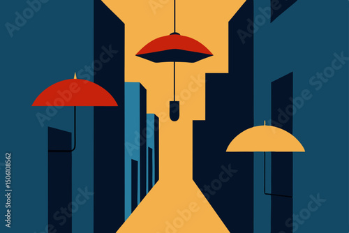 Colorful umbrellas provide protection from rain or sun at the beach, a seamless illustration for any weather season vacation