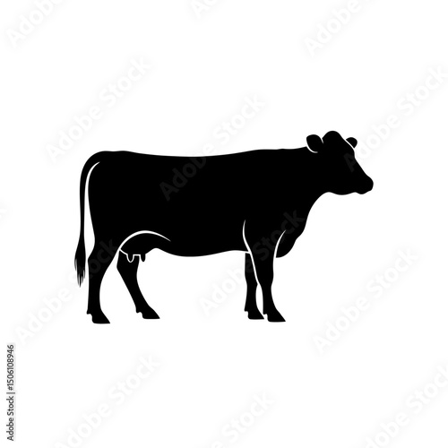 Cow Silhouette: Farm Animal Vector Illustration