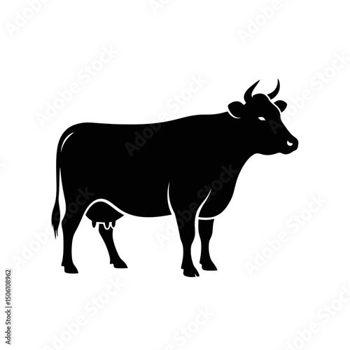 Black Cow Silhouette: Farm Animal Icon