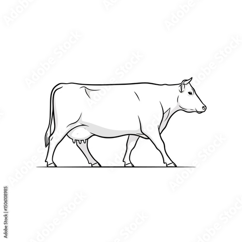 Cow Illustration: Farm Animal Sketch in Black and White