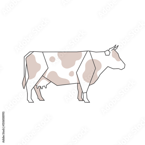 Geometric Cow Illustration - Minimalist Farm Animal Art