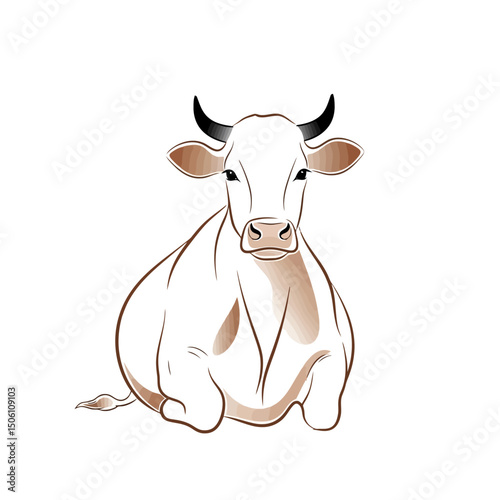 Serene Cow Illustration: Calm and Gentle Farm Animal