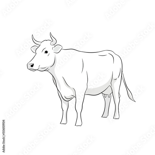 White Cow Illustration: Farm Animal Drawing