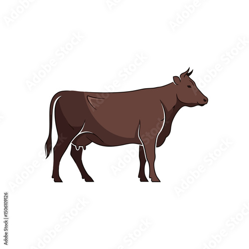 Brown Cow Illustration, Farm Animal Vector Graphic