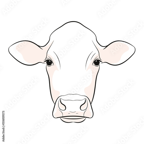 Cow Head Vector Illustration, Minimalist Farm Animal