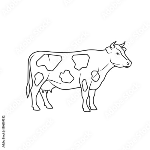 Cow Outline Illustration: Farm Animal Vector