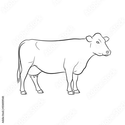 Cow Outline: Simple Farm Animal Illustration for Coloring Pages and Educational Materials