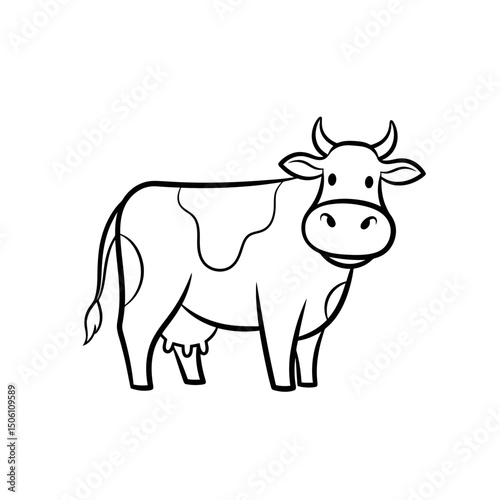 Cow Cartoon Illustration - Farm Animal Outline