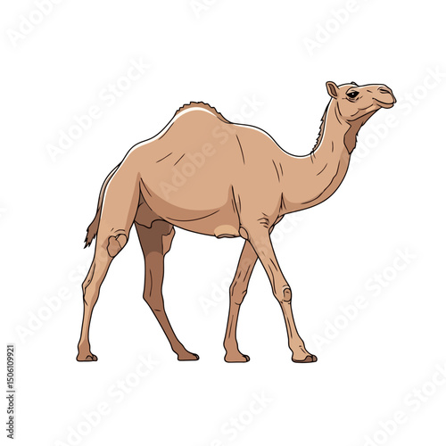 Camel Walking Illustration: Desert Animal Vector Art