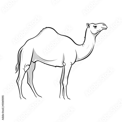 Camel Sketch: Simple Line Art of a Dromedary