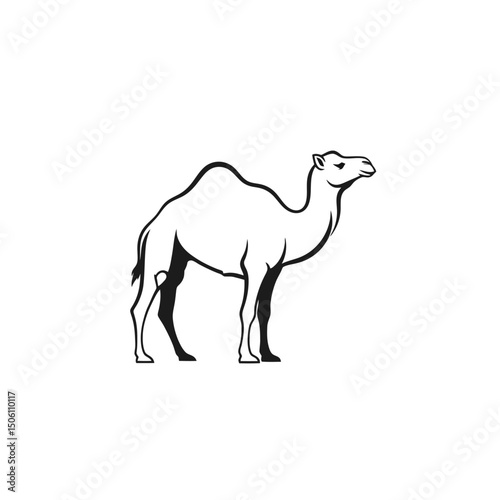 Camel Silhouette: Desert Animal Icon in Black and White
