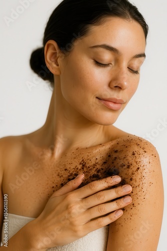 Wallpaper Mural Woman Using Natural Eco Coffee Body Scrub Exfoliates Torontodigital.ca