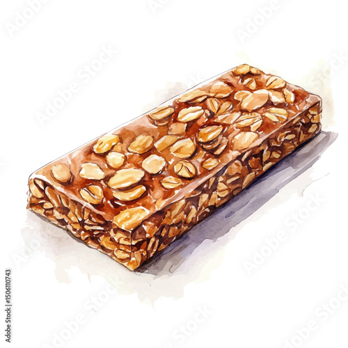 watercolor of Granola Bar, vector high quality, isolated on a white background.