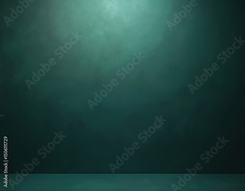 Dark green background, smooth surface. Blank backdrop, design element, painting, digital artwork, studio backdrop with texture for projects. Modern abstract art with copy space.