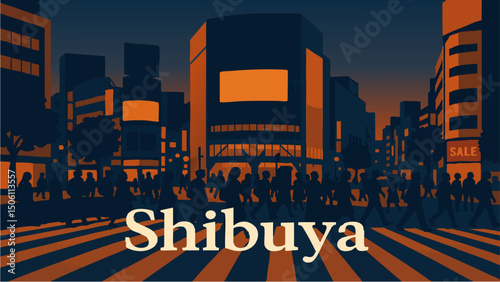 Tokyo Shibuya Crossing in the Evening Rush Hour