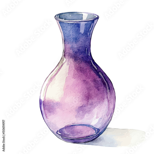 Glass Vase, watercolor illustration vector, high quality, isolated on a white background.