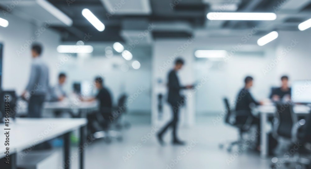 Fototapeta premium Office ambience modern workspace blurred colleagues