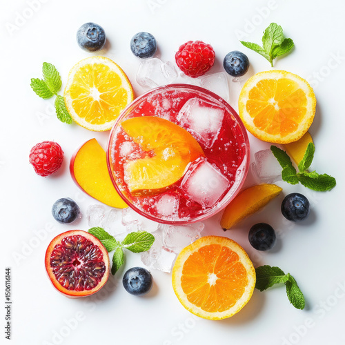 fresh fruits isolated on white