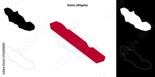 Kamo (Niigata) outline map set