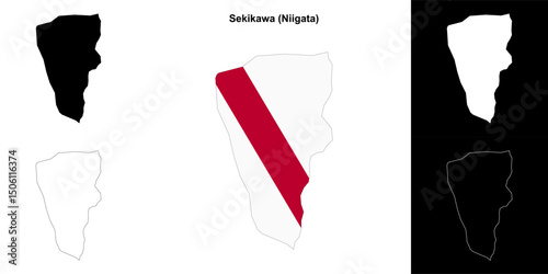 Sekikawa (Niigata) outline map set