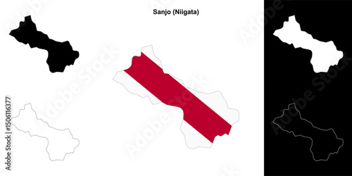 Sanjo (Niigata) outline map set