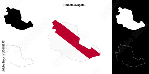 Shibata (Niigata) outline map set