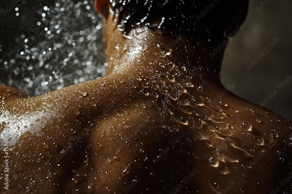 Fototapeta premium Wet back under shower