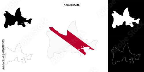 Kitsuki (Oita) outline map set