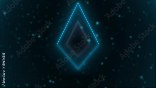 Triangle neon lines space warp fly through abstract background looped in MK. Flying through a neon futuristic endless triangle tunnel of red lines.