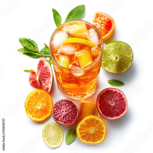 glass of lemonade with lemon and mint