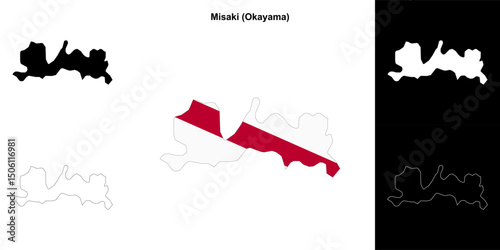Misaki (Okayama) outline map set