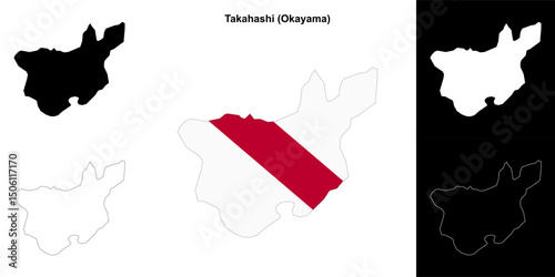 Takahashi (Okayama) outline map set