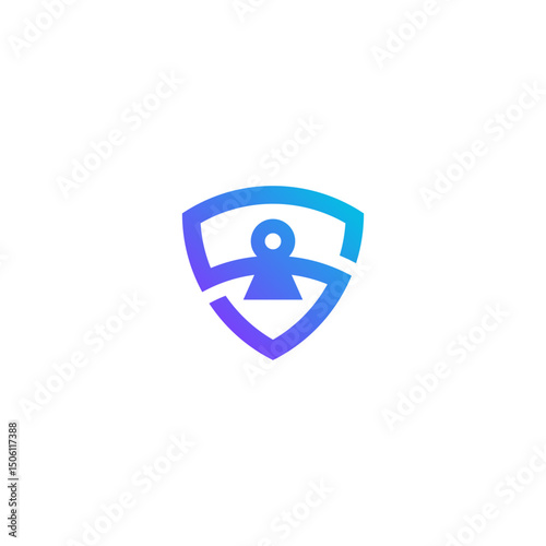 Cyber security logo with shield and check mark. Security shield concept. Internet security