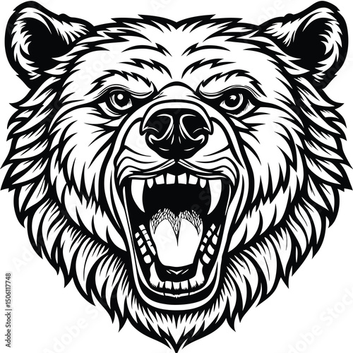Angry Grizzly Bear Head