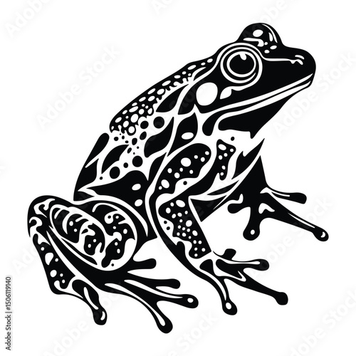 frog black silhouette, Vector Illustration In Flat Style