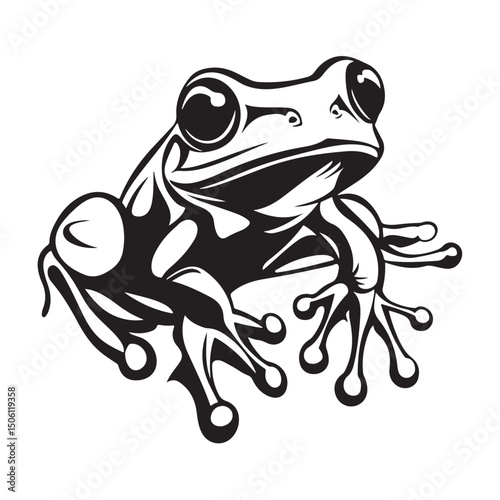 frog black silhouette, Vector Illustration In Flat Style