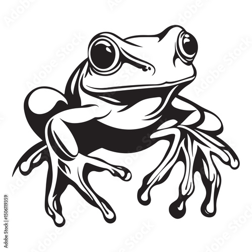 frog black silhouette, Vector Illustration In Flat Style