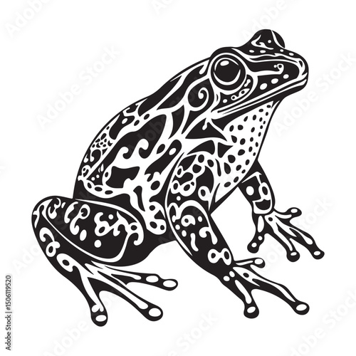 frog black silhouette, Vector Illustration In Flat Style