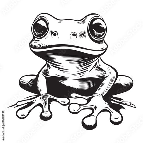 frog black silhouette, Vector Illustration In Flat Style