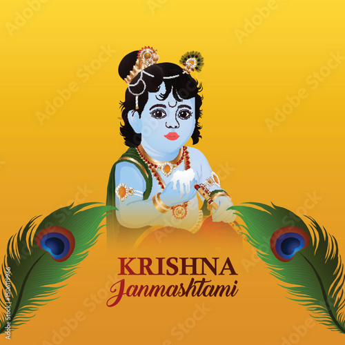Indian festival happy krishna janmashtami banner