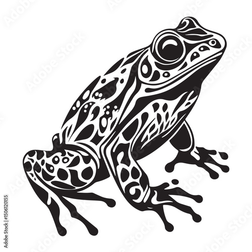 frog black silhouette, Vector Illustration In Flat Style
