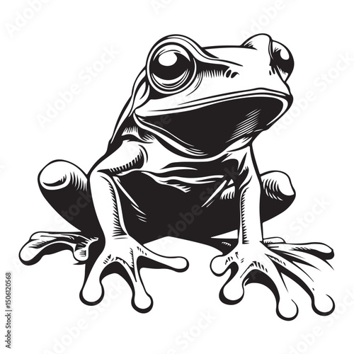 frog black silhouette, Vector Illustration In Flat Style