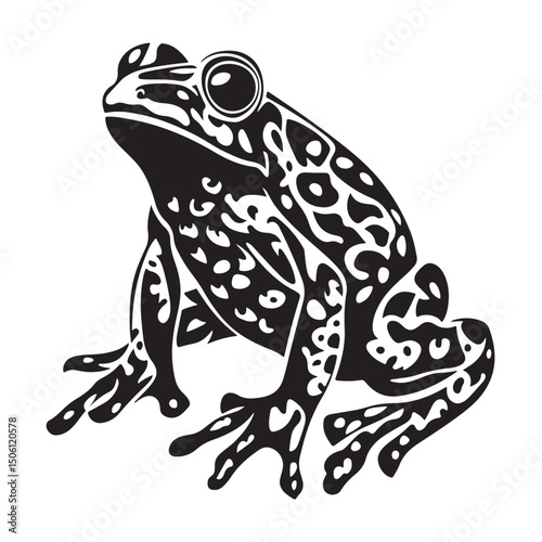 frog black silhouette, Vector Illustration In Flat Style