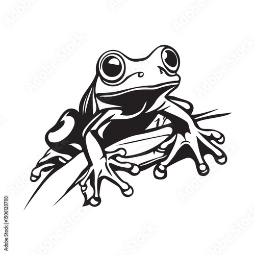 frog black silhouette, Vector Illustration In Flat Style