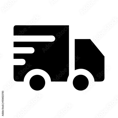 Fast Delivery Truck Icon Bold delivery truck icon with motion lines, ideal for depicting express shipping, logistics, and fast-moving services in real estate and e-commerce.