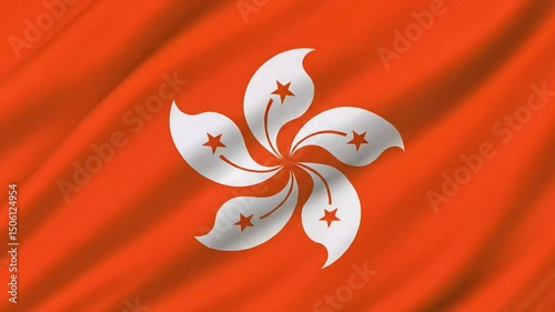 Hong Kong flag wave close up