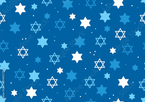 Jewish seamless pattern with confetti and star of David