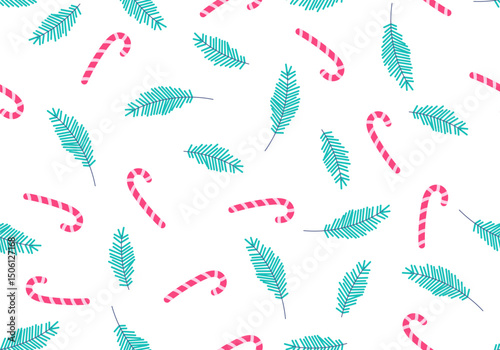 Christmas Candy Cane Red Doodle Seamless Pattern. Christmas candy lollipop seamless pattern. New Year pattern stock illustration