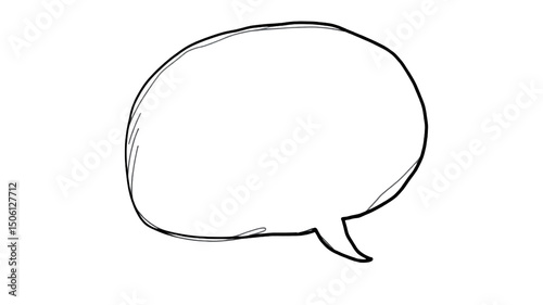 Hand-Drawn Black Outline Comic Speech Bubble – Oval Sketch-Style Empty Text Balloon with Uneven Lines for Cartoon, Doodle, or Graphic Design Use on Transparent or White Background